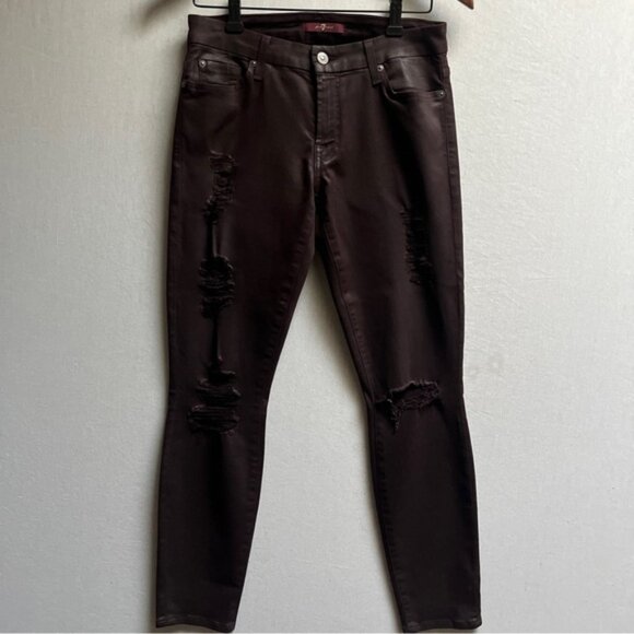 7 For All Mankind Distressed Skinny Jeans Sz 27 - Picture 1 of 12